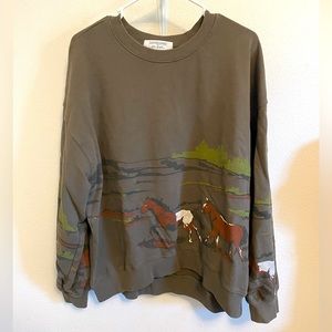 Free People Running Horses Oversized Crewneck